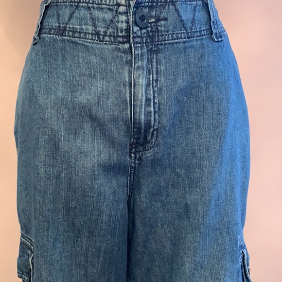RALPH LAUREN LAUREN VINTAGE CARGO FALRE WIDE-LEG JEANS SIZE 10 SOFT 100% COTTON - Picture 4 of 7